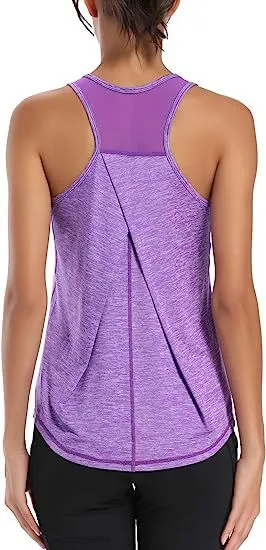 I-shaped Vest Mesh Yoga Sports Running Vest Sleeveless Workout Clothes - S-Dark Violet
