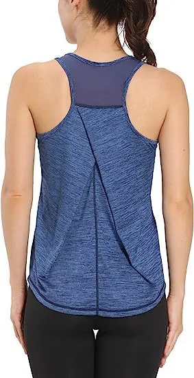 I-shaped Vest Mesh Yoga Sports Running Vest Sleeveless Workout Clothes - Navy Blue