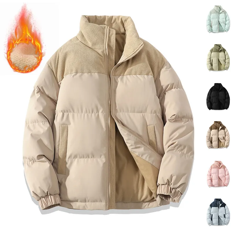 Winter Stand Collar Contrast-colored Coat Cotton Padded Jacket