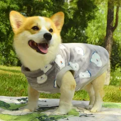 Dog Clothes Fall And Winter Medium-sized Anti-dirty Warm Padded Vest - Grey - View 1