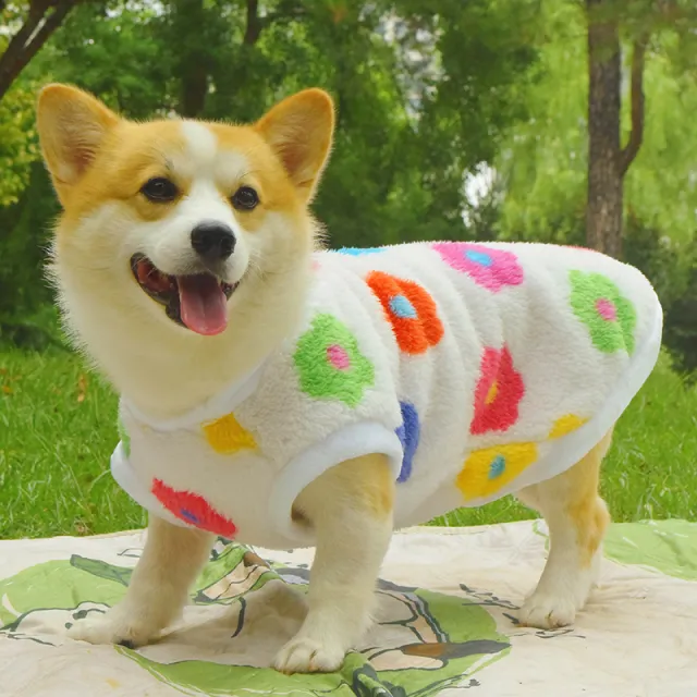 Dog Clothes Fall And Winter Medium sized Anti dirty Warm Padded Vest Floral - Shop at LoveMi