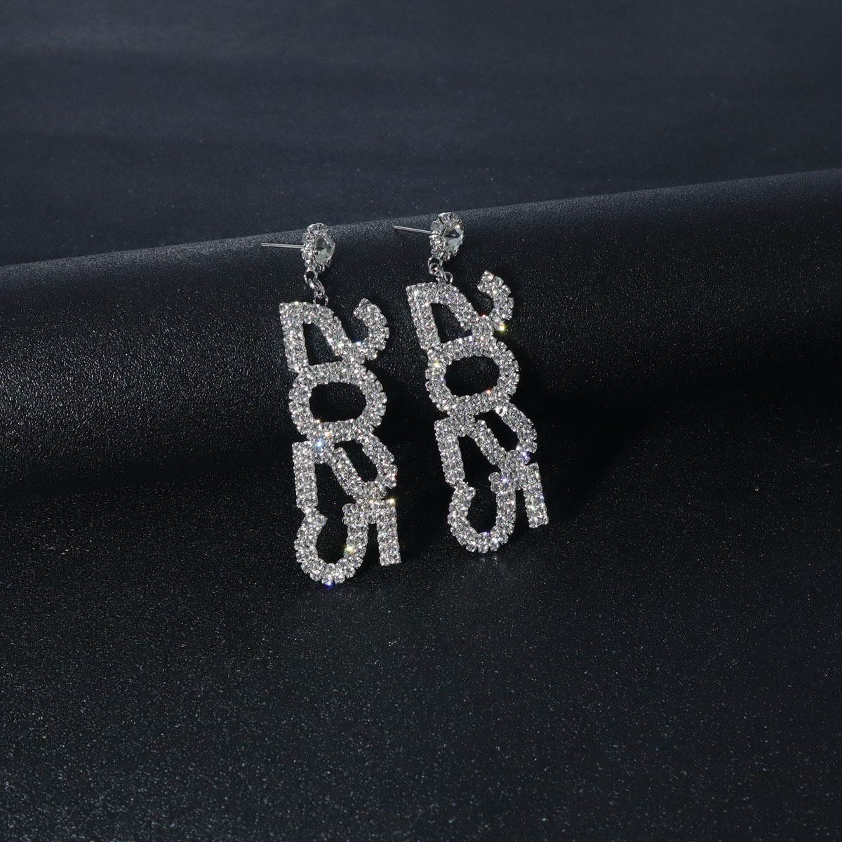 Fashion Dignified Rhinestone Digital Earrings For Women