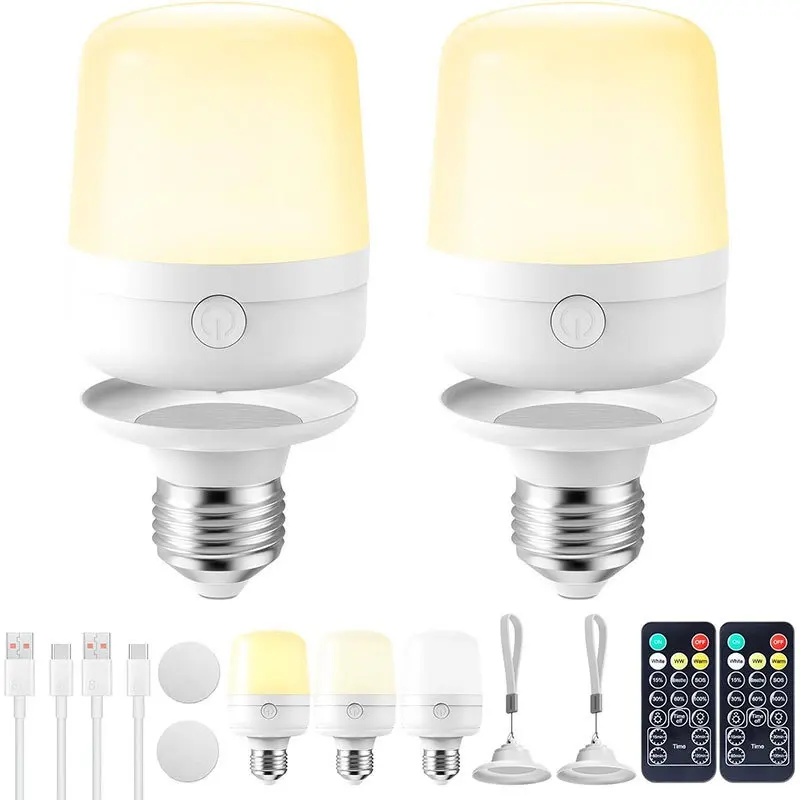 Rechargeable Bulb Three-color Temperature E27 Detachable Magnetic