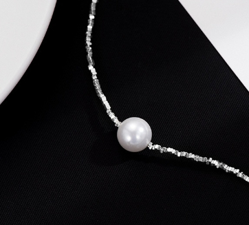 Silver Necklace Sparkling Shell Pearls Clavicle Chain