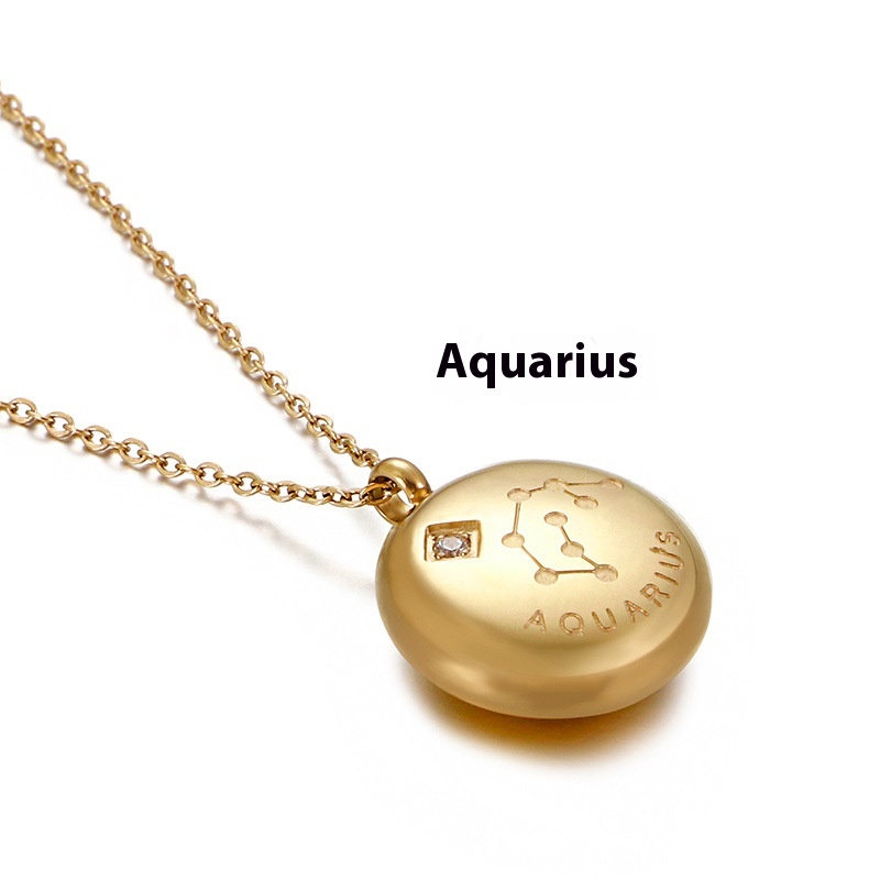 Twelve Constellation Gold Stainless Steel Guardian Necklace