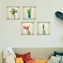 Wall Sticker 3D Vase Plant Sticker Decoration view 1