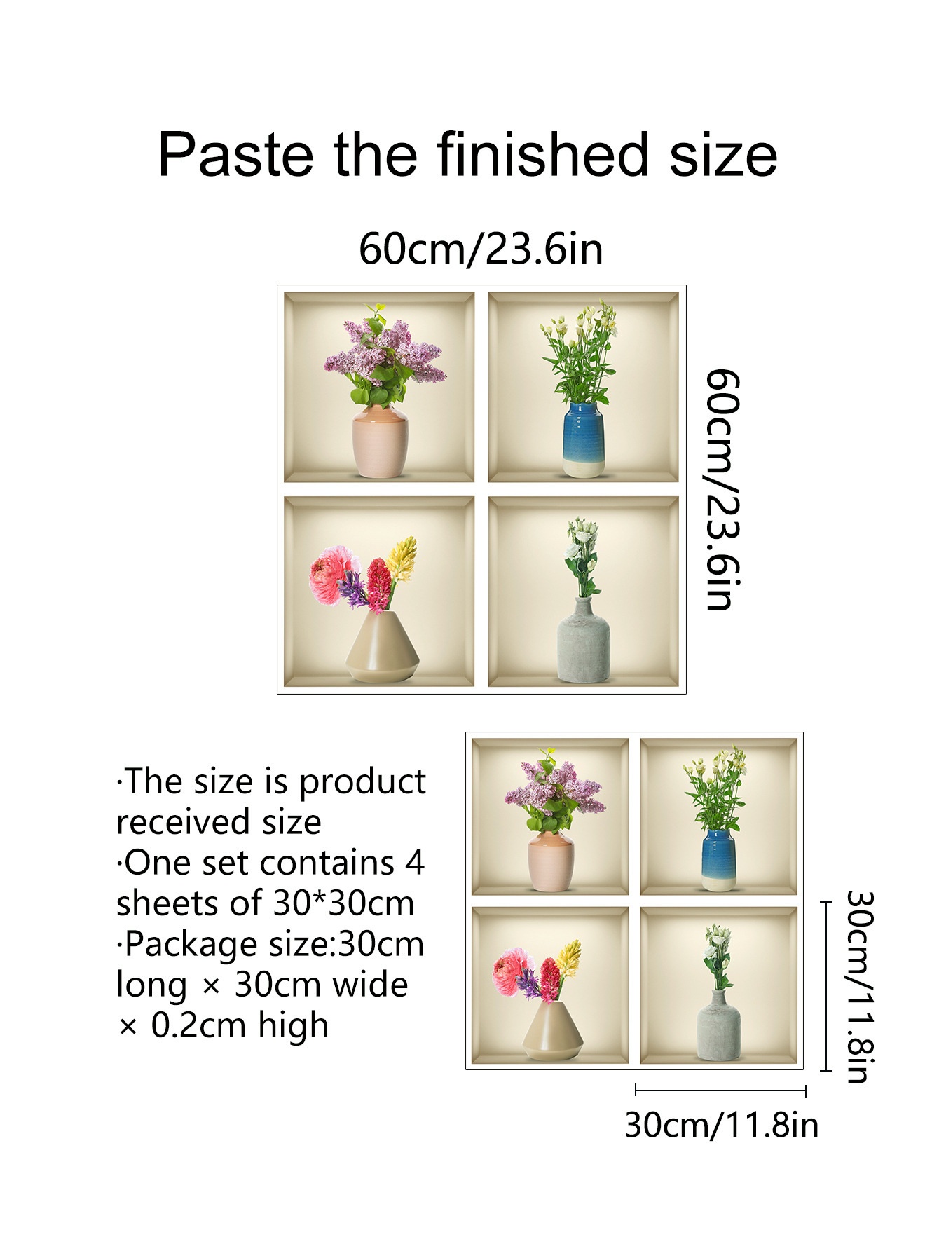 Wall Sticker 3D Vase Plant Sticker Decoration - Image 3