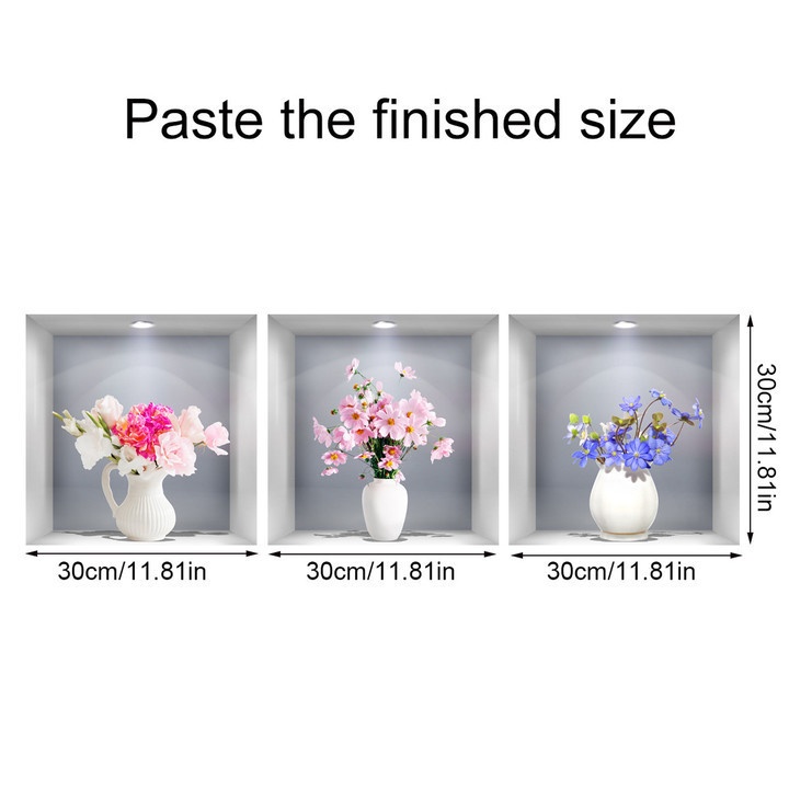 Wall Sticker 3D Vase Plant Sticker Decoration