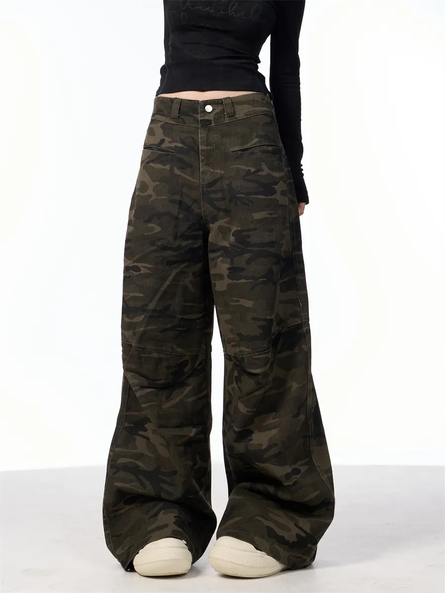 Workwear Camouflage Jeans Women's High Waist Exercise Casual Pants - Camouflage Color