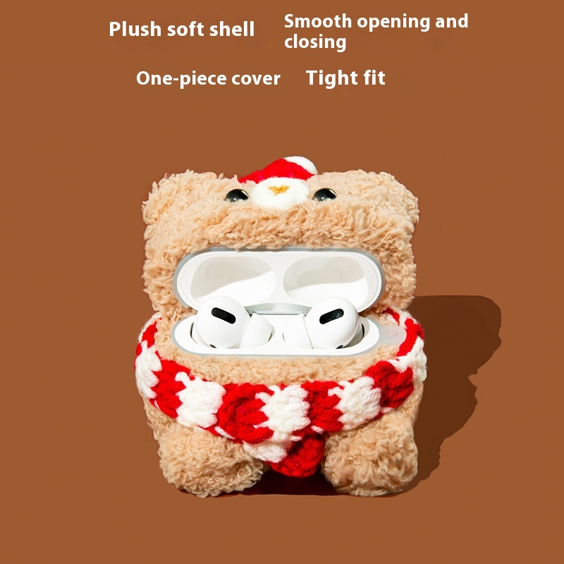 Bluetooth Earphone Cover Integrated Plush Knitted Box Soft Shell