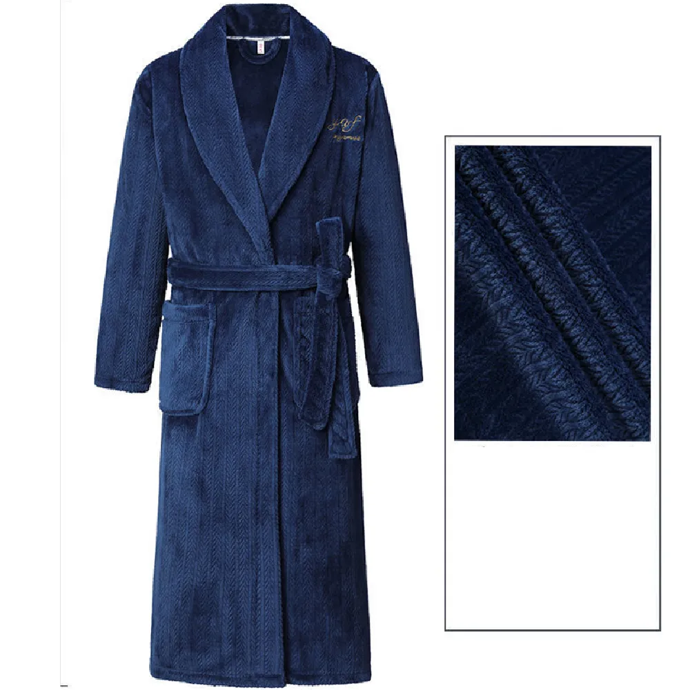 Men's Winter Thickening Thermal Bathrobe Coral Velvet