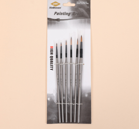 6 Pieces Suit Nylon Hair Brush Hook Line Silver Wooden Pole Student Diy Sketch Painting Mark