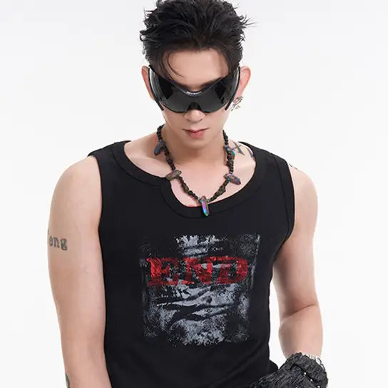 Textured Rowan Elastic Vest Men's Autumn Irregular