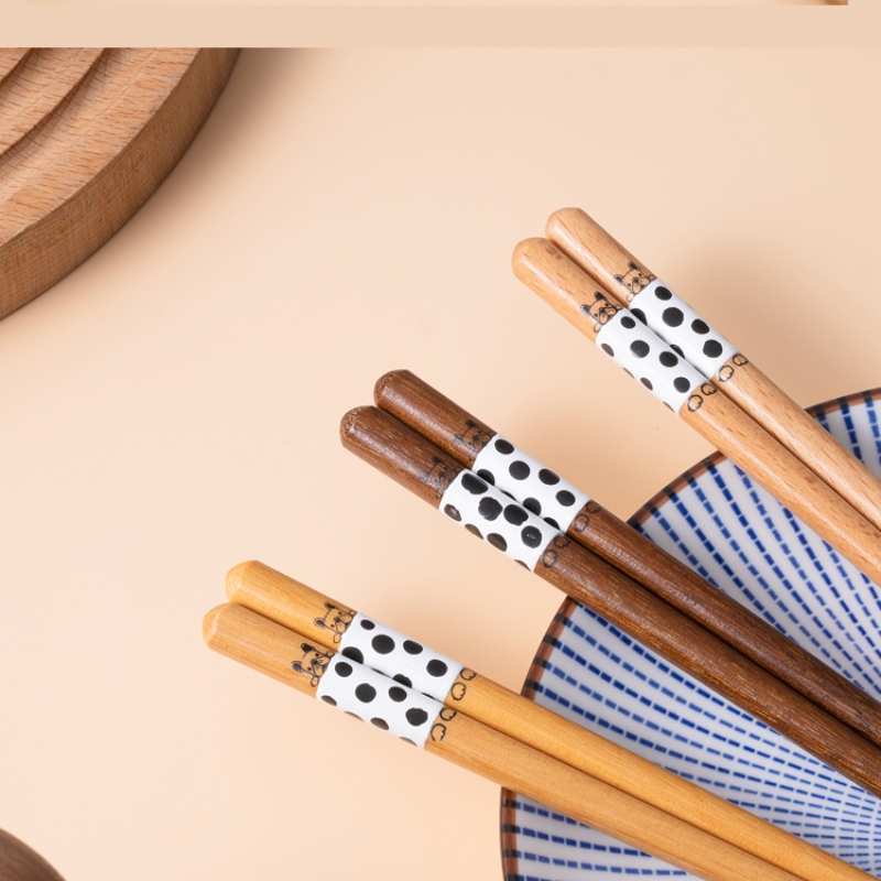 Children's Solid Wood Chopsticks 3 Pairs Of Meals Are Cute And Not Moldy