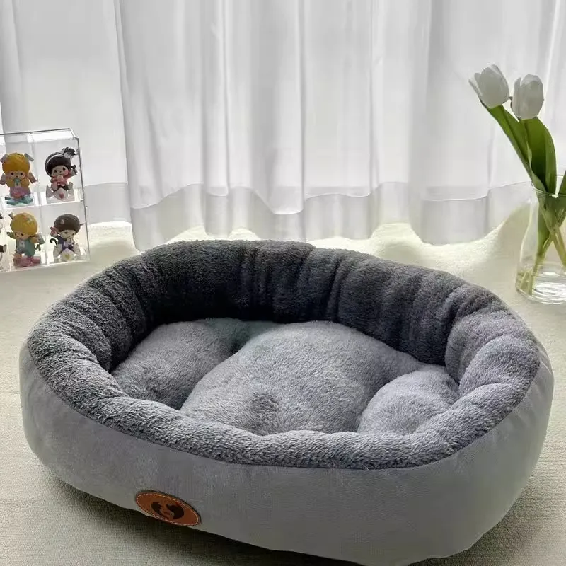 Winter Warm Thickened Cat Nest Pet Bed Four Seasons Universal - Pet Round Nest Thickened Gray