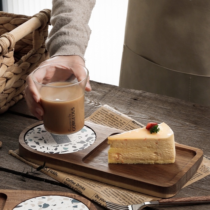 Japanese-style Solid Wood Tray Water Cup Storage Plate Vintage Bread