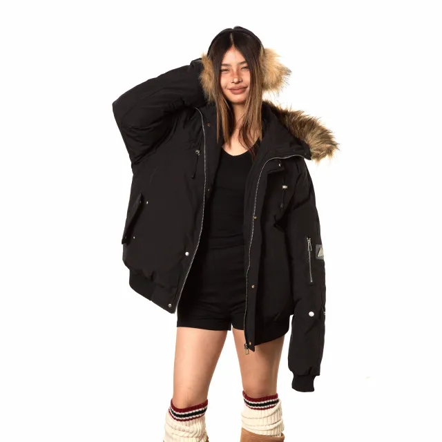 American Retro Fashion Brand Windproof Outdoor Fur Collar Cotton Clothes Black - Shop at LoveMi