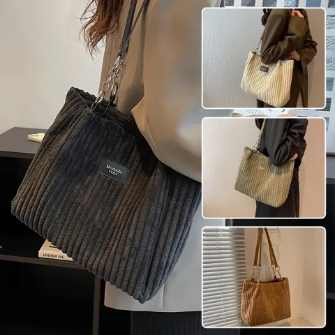 Retro Large Capacity Shoulder Bag Casual Simple Portable Shopper