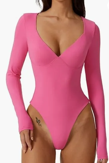 Simple Lady T-back One-piece Corset - Pink