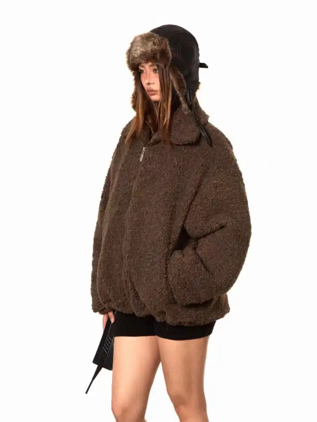 Solid Color Women's Winter Clothes Casual Versatile Outerwear Coffee Color - Shop at LoveMi