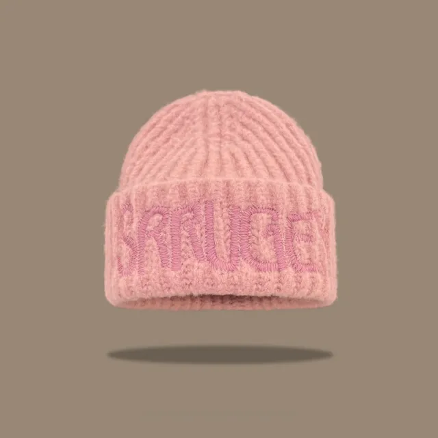 Korean Fashion Lettered Black Wool Hat Pink - Shop at LoveMi