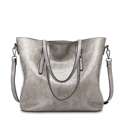 new European fashion bags handbag shoulder bag tote bag winter oil Gray - Shop at LoveMi