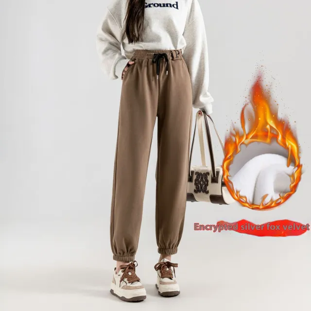 Fleece lined Casual Harem Pants For Women Coffee - Shop at LoveMi