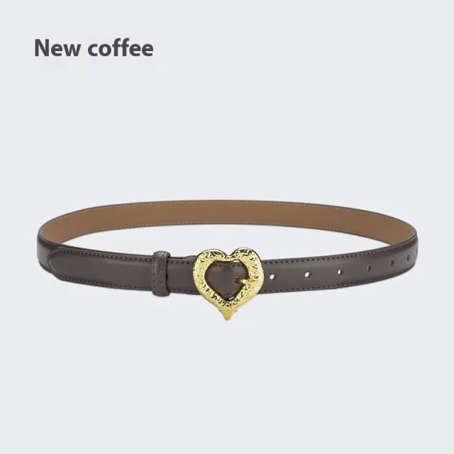 Personalized Love Leather Belt Female Fashion Belt Decoration 25410 New Coffee - Shop at LoveMi