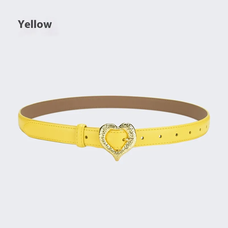Personalized Love Leather Belt Female Fashion Belt Decoration - Yellow