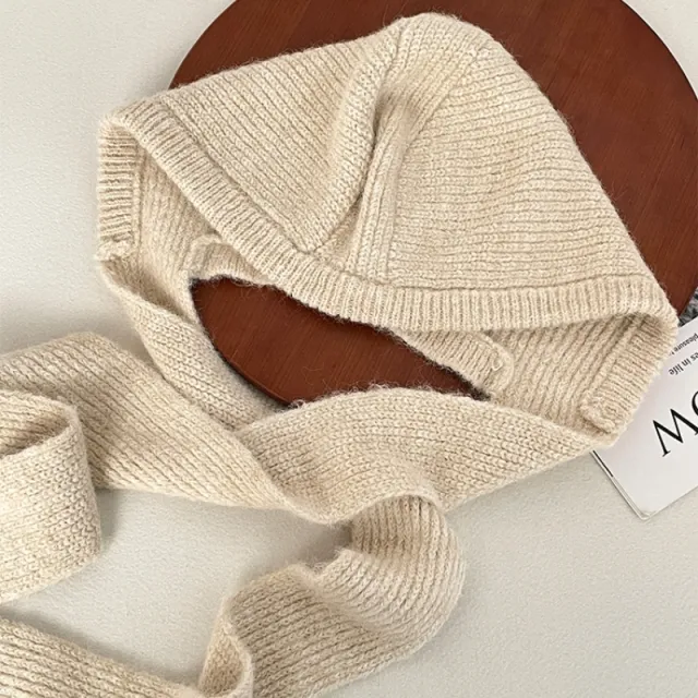 Korean Style White Plush Scarf Hat White - Shop at LoveMi
