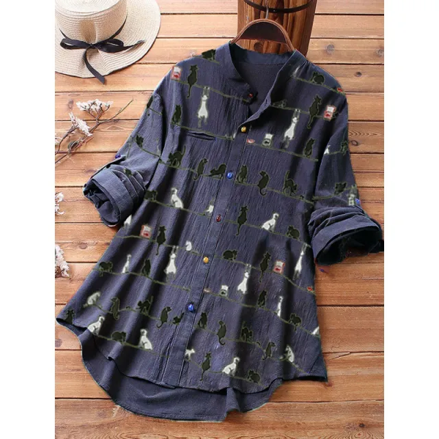 Spring New Cartoon Printed T shirt Long Dark Blue - Shop at LoveMi