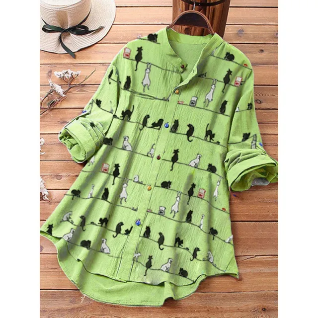 Spring New Cartoon Printed T shirt Long Green - Shop at LoveMi