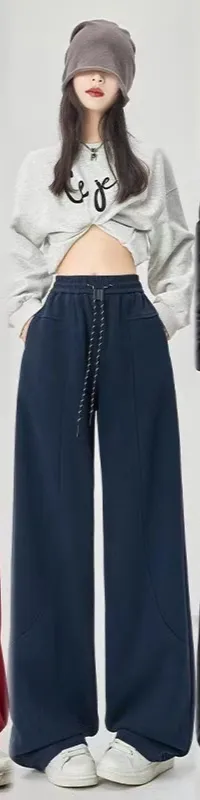 Ankela Casual Sweatpants Fleece lined Thickened Navy Blue - Shop at LoveMi