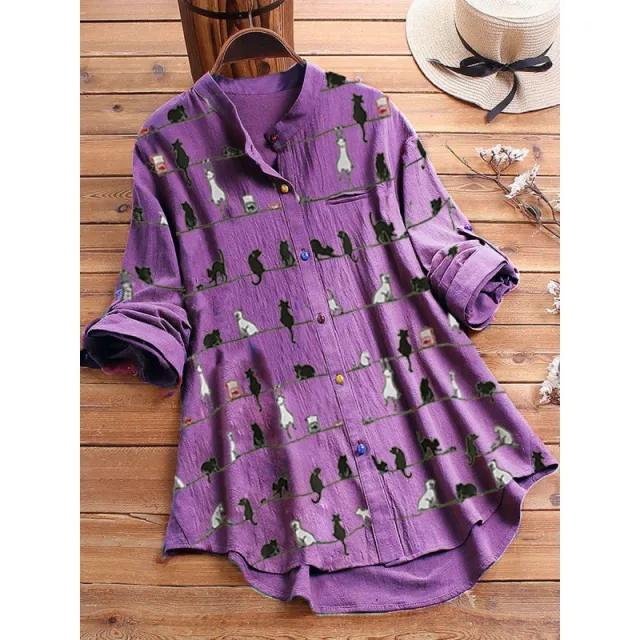 Spring New Cartoon Printed T shirt Long Purple - Shop at LoveMi