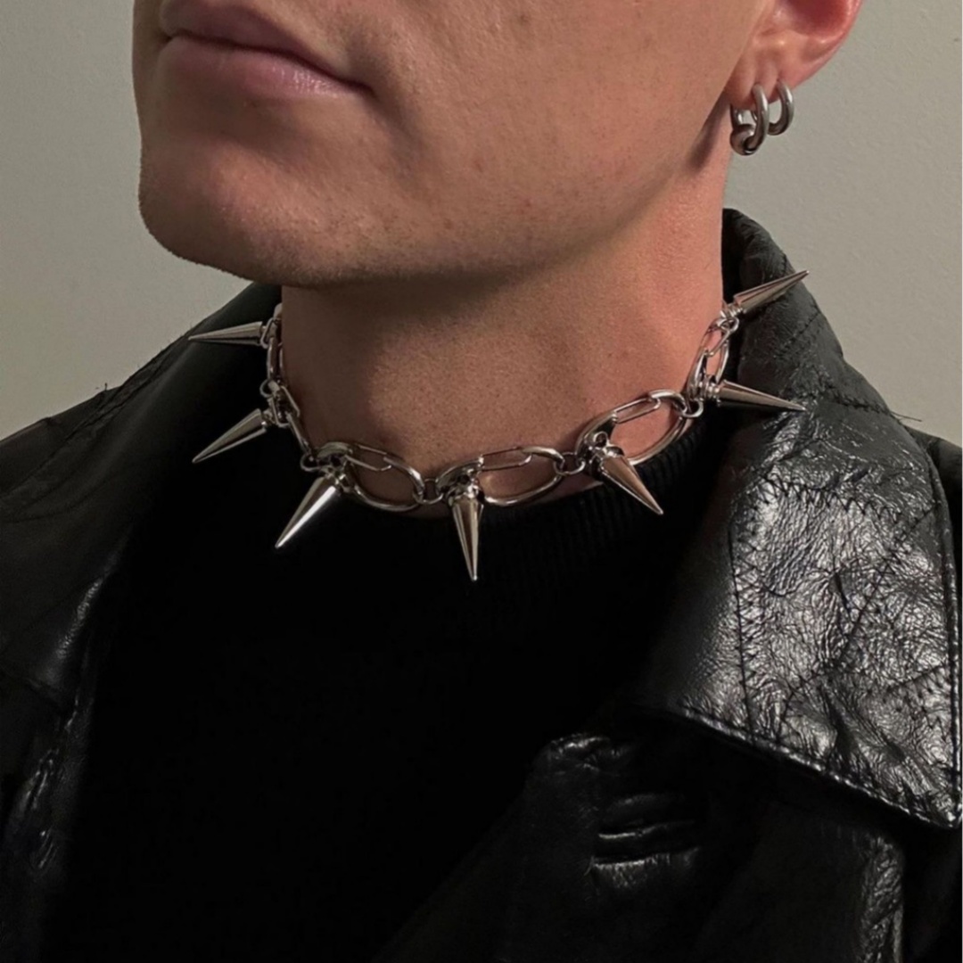 Heavy Industry Gothic Punk Saibo Sharp Cone Rivet Sub-culture Exaggerated Necklace Men And Women