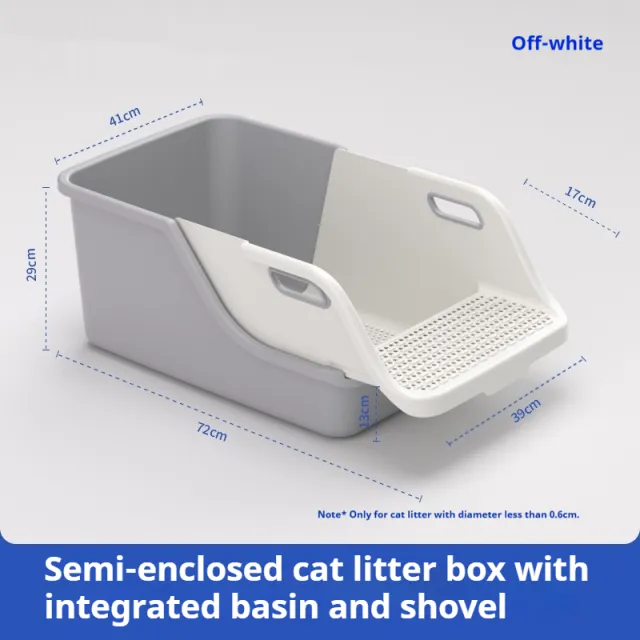 Semi Enclosed Integrated High Splash Proof Cat Litter Box Gray White - Shop at LoveMi