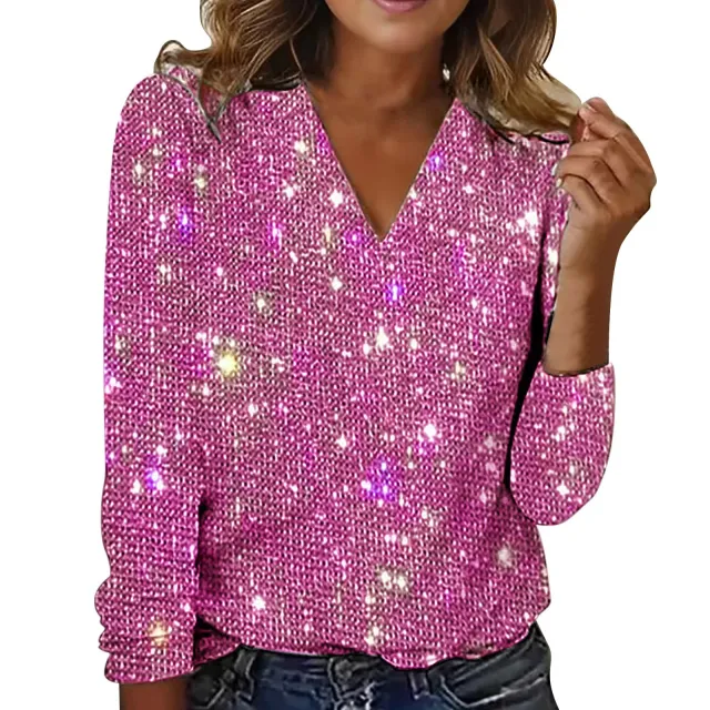 Digital Printed Round Neck Long Sleeved T shirt For Women Yx10869 3Xl - Shop at LoveMi