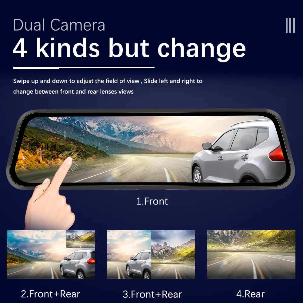 Streaming Media Car Car Dual Lens Smart Touch Rearview
