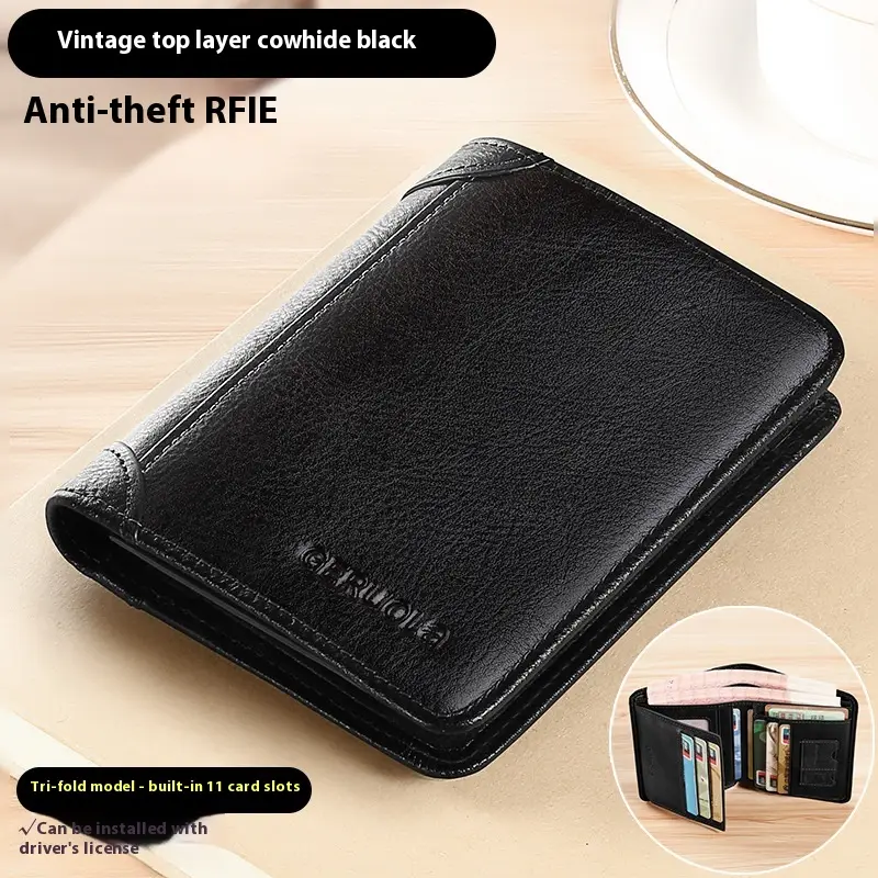 Slim RFID-Blocking Leather Wallet