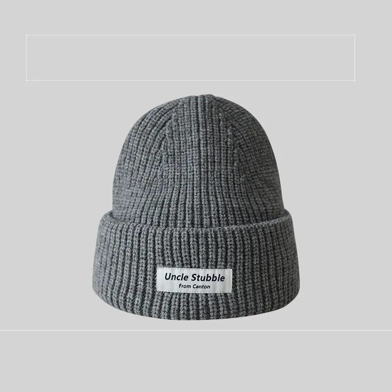 Version All-matching Thickened Warm Ear Protection Wool Knitted Hat - Grey