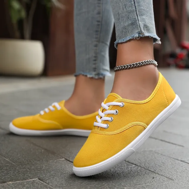 Women's Running Training Solid White Shoes Yellow - Shop at LoveMi