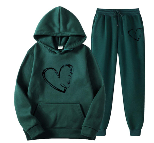 Spring And Autumn Hoodie With Drawstrings Loose Casual Print Love