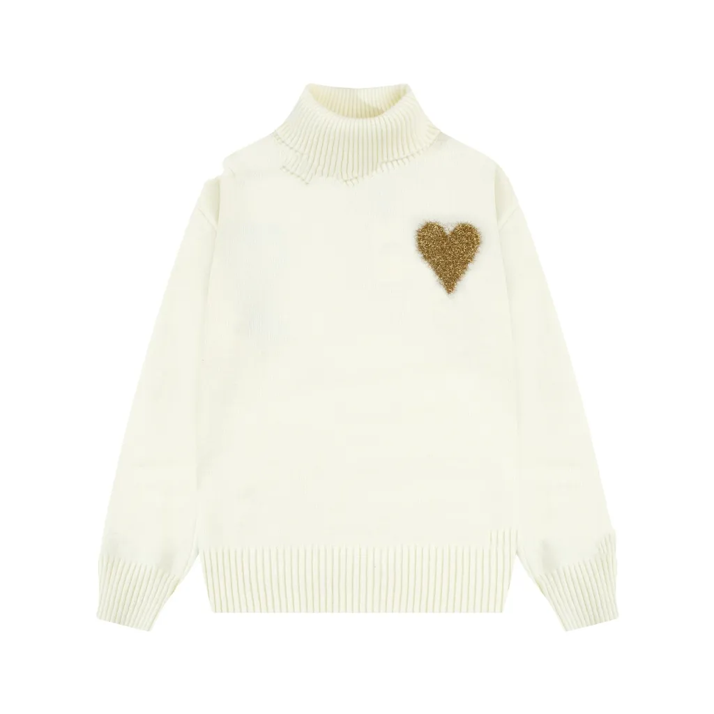 Round Neck Turtleneck Alpaca Blended Soft Sweater - 8149 High Beige Heart Of Gold