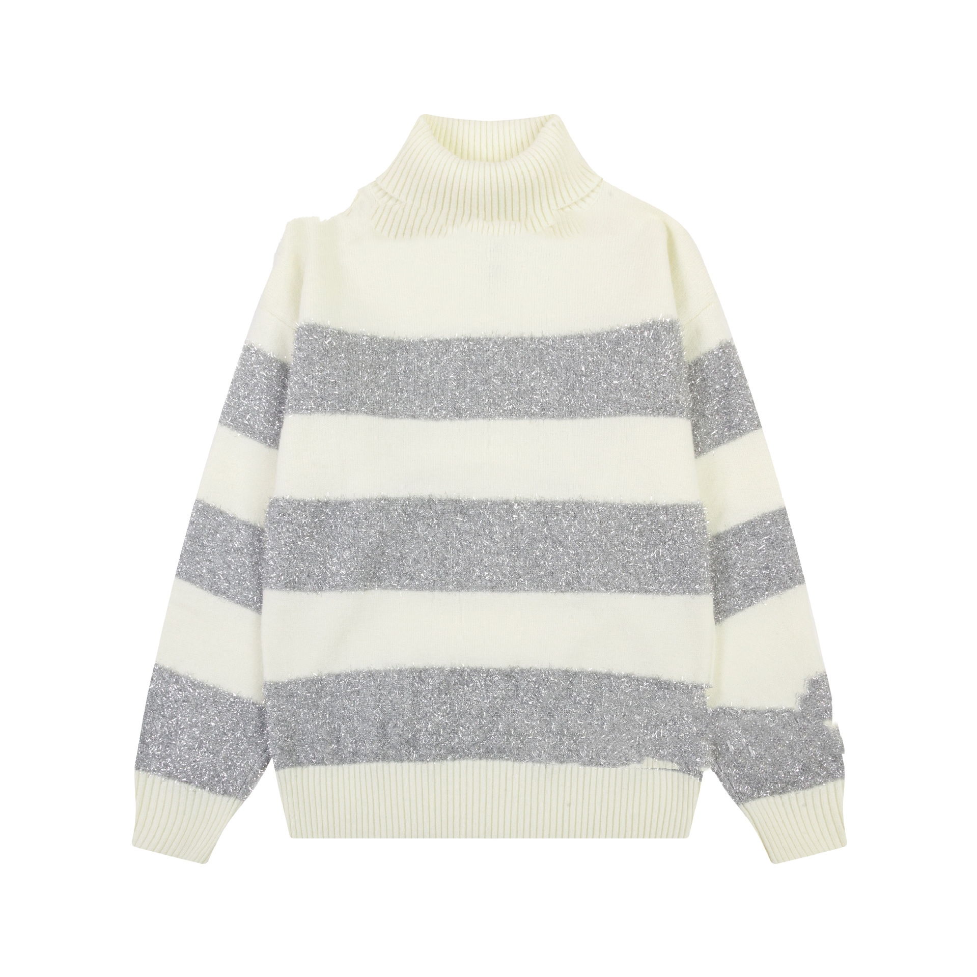 Round Neck Turtleneck Alpaca Blended Soft Sweater - Image 6