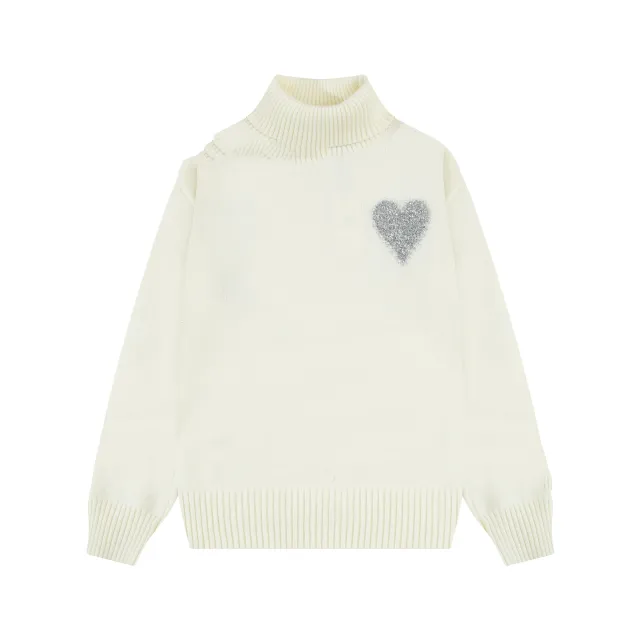 Round Neck Turtleneck Alpaca Blended Soft Sweater 8149 M High Silver Heart - Shop at LoveMi