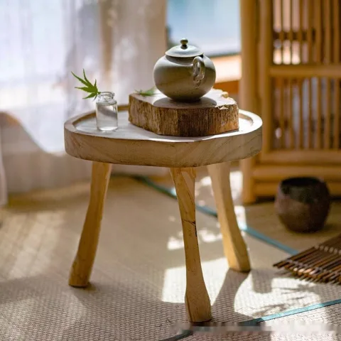 Solid Wood Retro Low Stool Decorative Storage Base Support