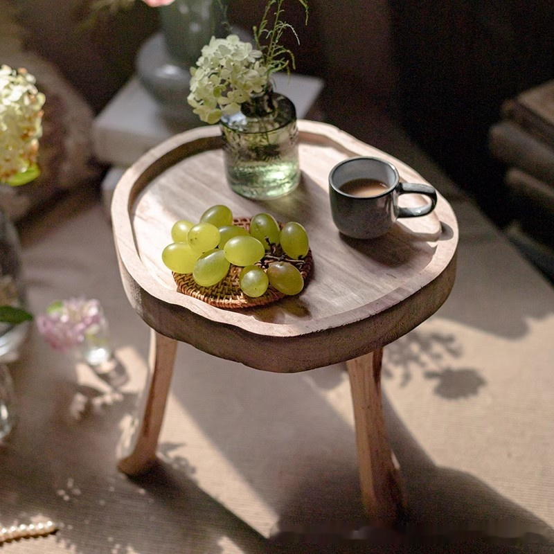 Solid Wood Retro Low Stool Decorative Storage Base Support Furnishings