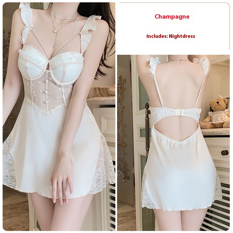 Women's Suspender Nightdress Home Wear Suit 4141