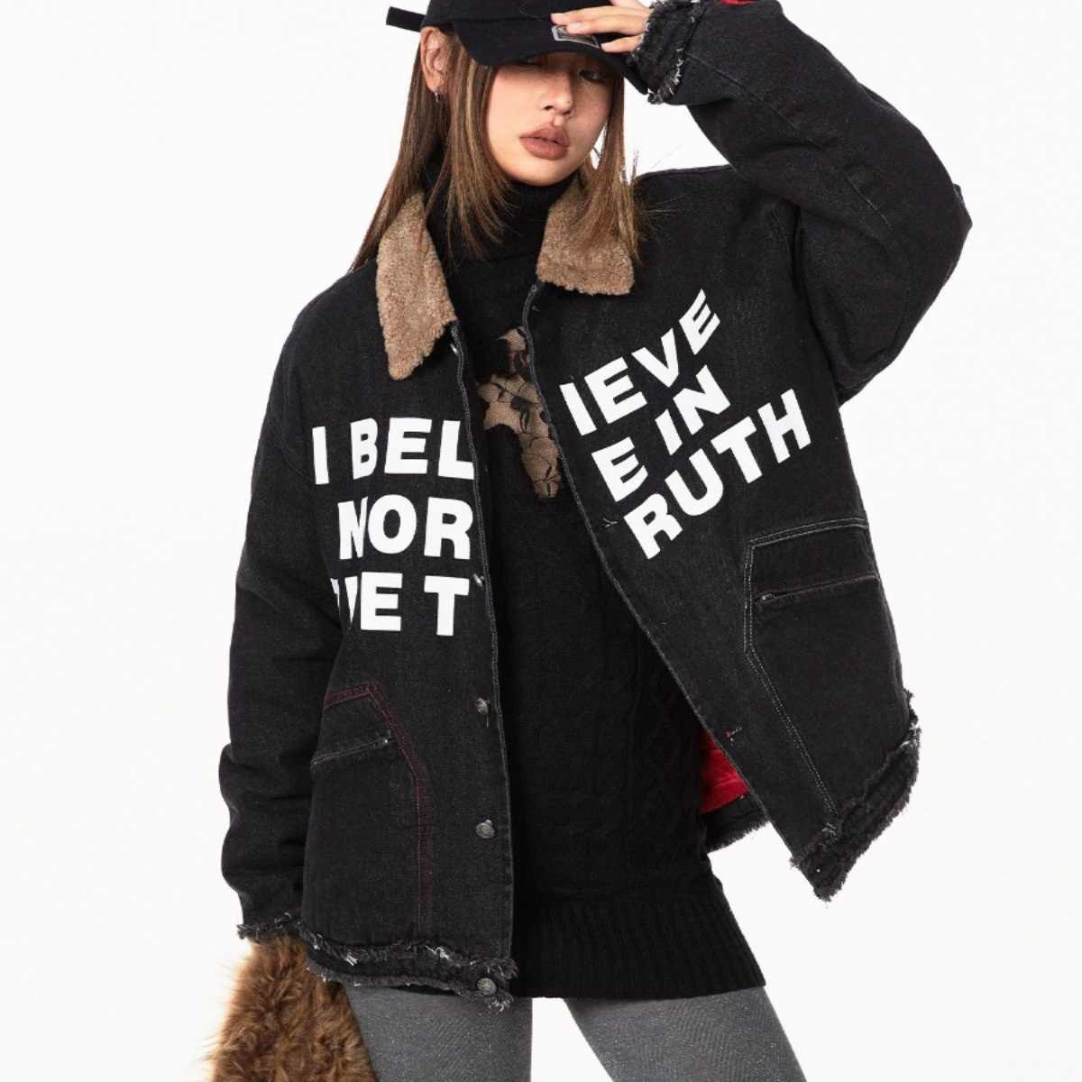 Retro Lamb Fur Collar Winter Warm-keeping Cotton Clothing