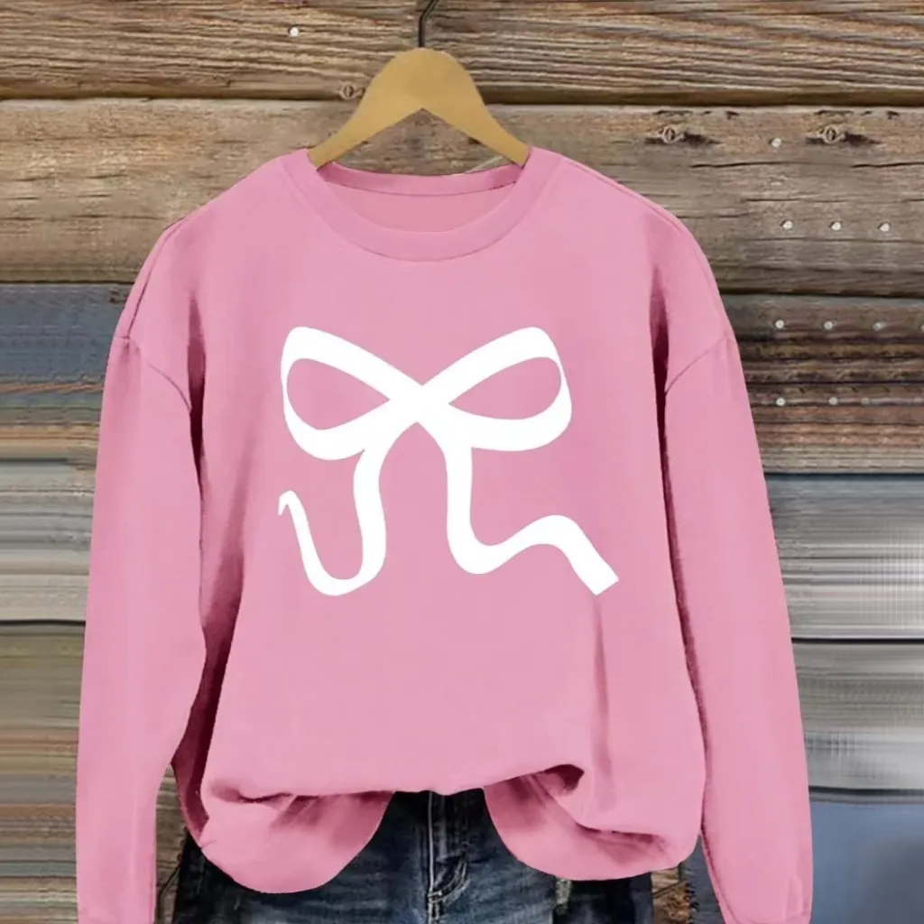 Casual Sweatshirt Autumn And Winter Round Neck Sweater - Pink